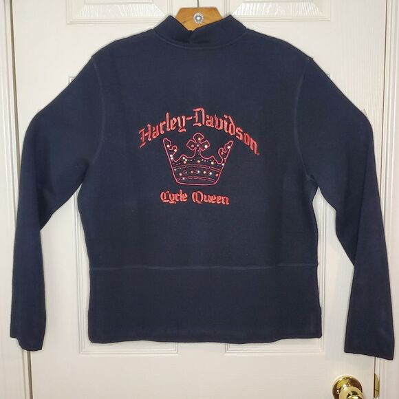 Vintage NWT Harley Davidson Cycle Queen 100% Wool Zip Up Size XL - Picture 5 of 8